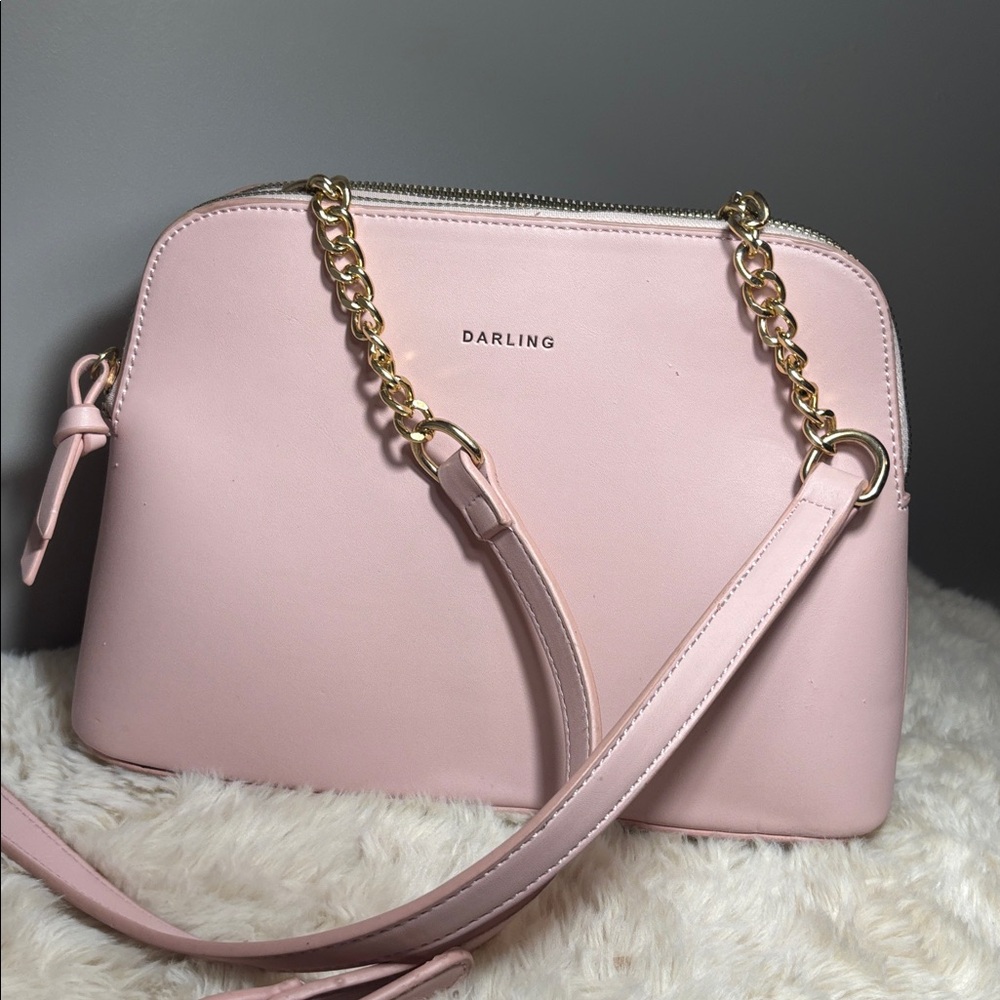 Darling Blush Dome Crossbody Bag with Gold Chain